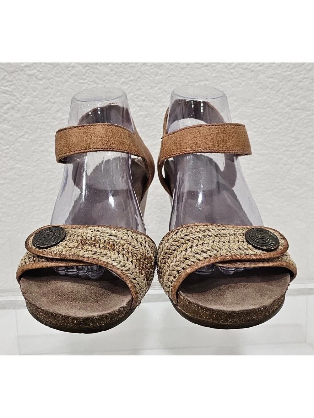 Taos Festival Women’s EU 40 US 9-9.5 Brown Leather Woven Wedge Sandals